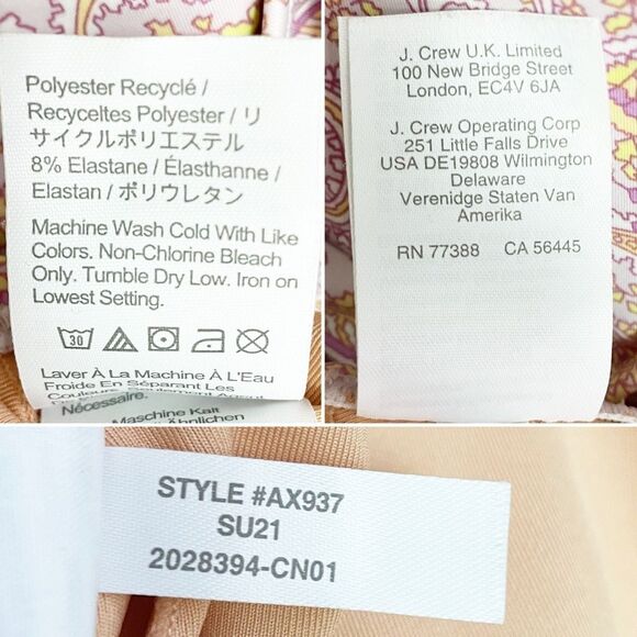 J. Crew Eco Plunge V-Neck One Piece Swimsuit Pink Beach Paisley Size 6 Tie Back - Picture 13 of 15